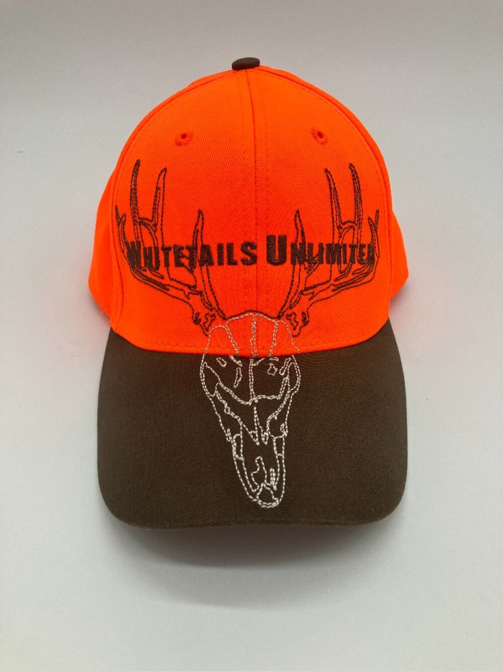 WhiteTails Unlimited Blaze Orange Hunting Hat with Deer Skull